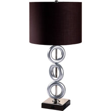 Load image into Gallery viewer, 29" Silver Ceramic Geometric Table Lamp With Brown Classic Drum Shade
