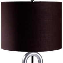 Load image into Gallery viewer, 29" Silver Ceramic Geometric Table Lamp With Brown Classic Drum Shade
