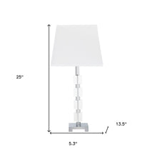 Load image into Gallery viewer, 25" Crystal Geo Cubed Table Lamp With White Sharp Corner Square Tapered Shade
