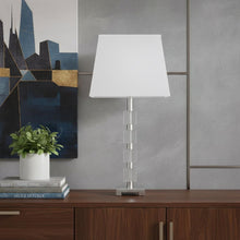 Load image into Gallery viewer, 25" Crystal Geo Cubed Table Lamp With White Sharp Corner Square Tapered Shade
