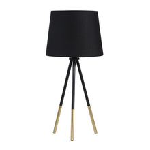 Load image into Gallery viewer, 20" Gold Tripod Table Lamp With Black Empire Shade

