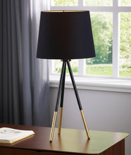 Load image into Gallery viewer, 20" Gold Tripod Table Lamp With Black Empire Shade
