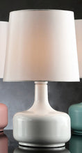 Load image into Gallery viewer, 17" White Metal Bedside Table Lamp With Off-White Shade
