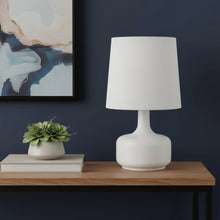 Load image into Gallery viewer, 17" White Metal Bedside Table Lamp With Off-White Shade
