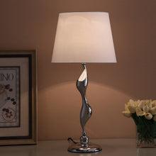 Load image into Gallery viewer, 24" Silver Bedside Table Lamp With White Empire Shade
