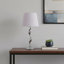 Load image into Gallery viewer, 24" Silver Bedside Table Lamp With White Empire Shade
