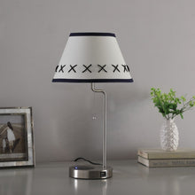 Load image into Gallery viewer, 20" Silver Bedside Table Lamp With Off White Empire Shade
