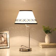Load image into Gallery viewer, 20" Silver Bedside Table Lamp With Off White Empire Shade
