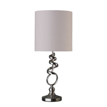 Load image into Gallery viewer, 22" Nickel Bedside Table Lamp With Off White Drum Shade
