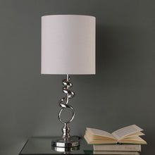 Load image into Gallery viewer, 22" Nickel Bedside Table Lamp With Off White Drum Shade
