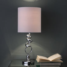 Load image into Gallery viewer, 22" Nickel Bedside Table Lamp With Off White Drum Shade
