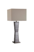Load image into Gallery viewer, Black Glass Tower Table Lamp with Beige Fabric Shade

