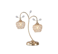 Load image into Gallery viewer, 17" Gold Two Light Bedside Table Lamp With Clear Novelty Shade
