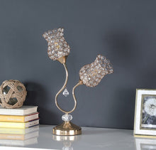 Load image into Gallery viewer, 19" Gold Two Light Bedside Table Lamp With Clear Novelty Shade

