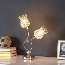 Load image into Gallery viewer, 19" Gold Two Light Bedside Table Lamp With Clear Novelty Shade
