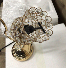 Load image into Gallery viewer, 19" Gold Two Light Bedside Table Lamp With Clear Novelty Shade
