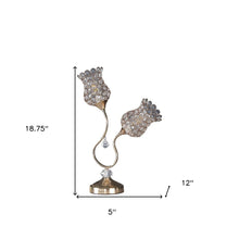 Load image into Gallery viewer, 19" Gold Two Light Bedside Table Lamp With Clear Novelty Shade
