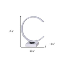 Load image into Gallery viewer, 14" White Metal LED with USB Wireless Charger Table Lamp
