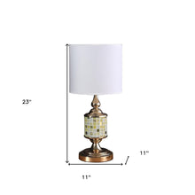 Load image into Gallery viewer, 23" Gold Bedside Table Lamp With White Drum Shade
