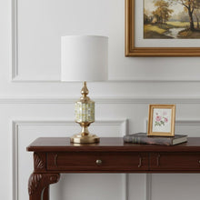 Load image into Gallery viewer, 23" Gold Bedside Table Lamp With White Drum Shade
