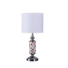 Load image into Gallery viewer, 24" Silver Bedside Table Lamp With White Drum Shade
