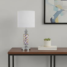 Load image into Gallery viewer, 24" Silver Bedside Table Lamp With White Drum Shade
