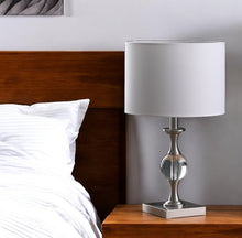 Load image into Gallery viewer, 20" Silver Bedside Table Lamp With White Drum Shade
