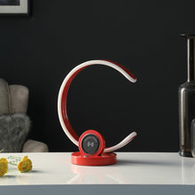 Load image into Gallery viewer, 13" Red Contempo C Shape LED  with USB Desk or Table Lamp
