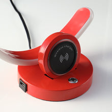 Load image into Gallery viewer, 13" Red Contempo C Shape LED  with USB Desk or Table Lamp
