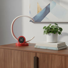 Load image into Gallery viewer, 13" Red Contempo C Shape LED  with USB Desk or Table Lamp
