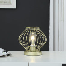 Load image into Gallery viewer, 10" Gold Bedside Table Lamp With Gold Cage Shade
