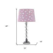 Load image into Gallery viewer, 22" Crystal With Pink And White Dot Shade Table Lamp
