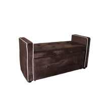 Load image into Gallery viewer, Brown Suede Shoe Storage Bench with Drawer
