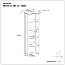 Load image into Gallery viewer, Amherst - 5 Shelf Bookcase, Handcrafted

