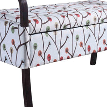 Load image into Gallery viewer, 17" Dark Brown And Blue Upholstered 100% Polyester Floral Entryway Bench With Flip Top
