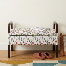 Load image into Gallery viewer, 17" Dark Brown And Blue Upholstered 100% Polyester Floral Entryway Bench With Flip Top

