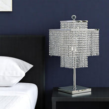Load image into Gallery viewer, 22" Metal Four Light Square Table Lamp LED With Clear Crystal Novelty Shade - Silver
