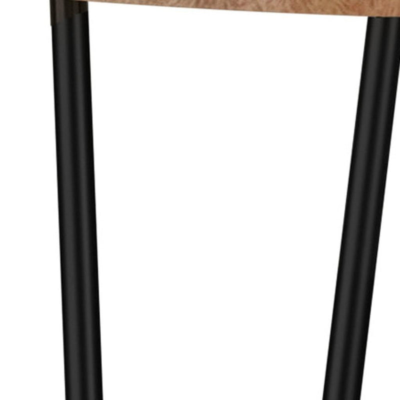 Solid Wood Iron Round Top Dining Table - Natural / Black