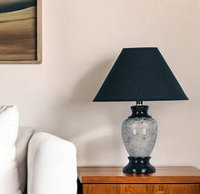 Load image into Gallery viewer, 13" Ceramic Bedside Table Lamp With Black Shade - Black
