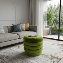Load image into Gallery viewer, Velvet Tufted Round Cocktail Ottoman - Green
