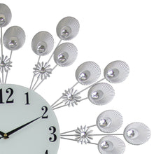 Load image into Gallery viewer, Silent Pendulum Starburst Wall Clock - Silver / White
