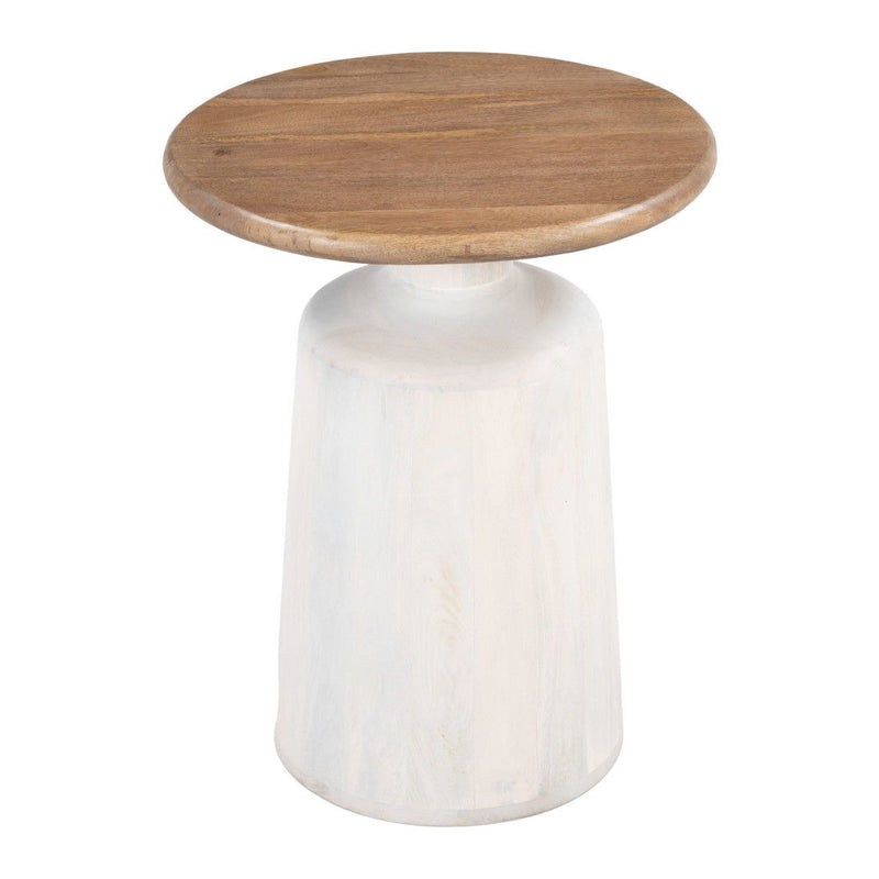 22" Wood Pedestal End Table - White