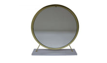 Load image into Gallery viewer, 19" Round Framed Metal Freestanding Mirror - Brass
