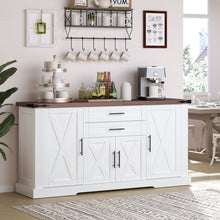 Load image into Gallery viewer, Barn Door Storage Cabinet With 2 Drawers &amp; Door Rack, Adjustable Shelves

