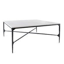 Load image into Gallery viewer, 42" Genuine Marble And Iron Square Coffee Table - White
