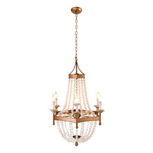 Load image into Gallery viewer, Candle Style Six Light Metal Frosted Glass Chandelier - Gold / White

