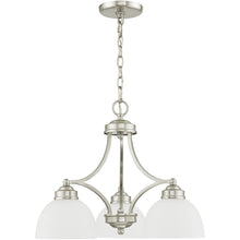 Load image into Gallery viewer, Three Light Metal Dimmable Chandelier With Shades - Nickel / Off White
