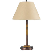 Load image into Gallery viewer, Rustic Metal Table Lamp With Brown Empire Shade - Bronze And Oak

