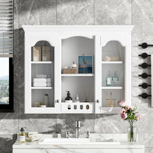 Load image into Gallery viewer, Wall-Mounted Medicine Cabinet With 2 Glass Doors, Adjustable Shelves - White
