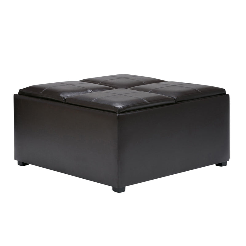 35" Cocktail Ottoman With Storage - Brown